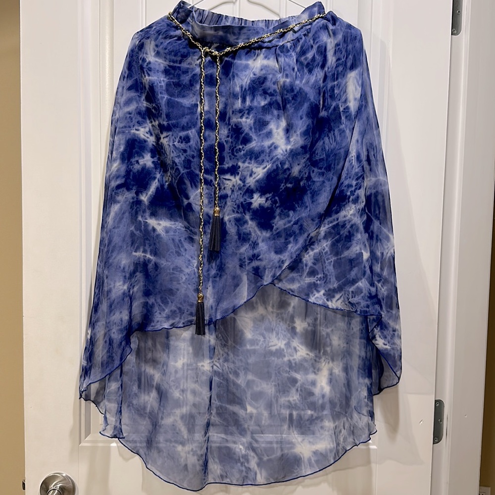 Blue chain high low skirt